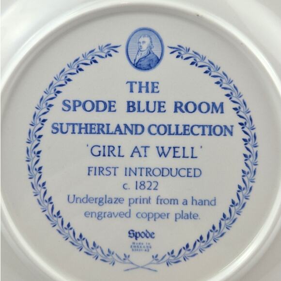 Spode | 2 Blue Room Sutherland Collection "Girl at Well" Plates | Size 9.5x9.5 - Picture 3 of 7
